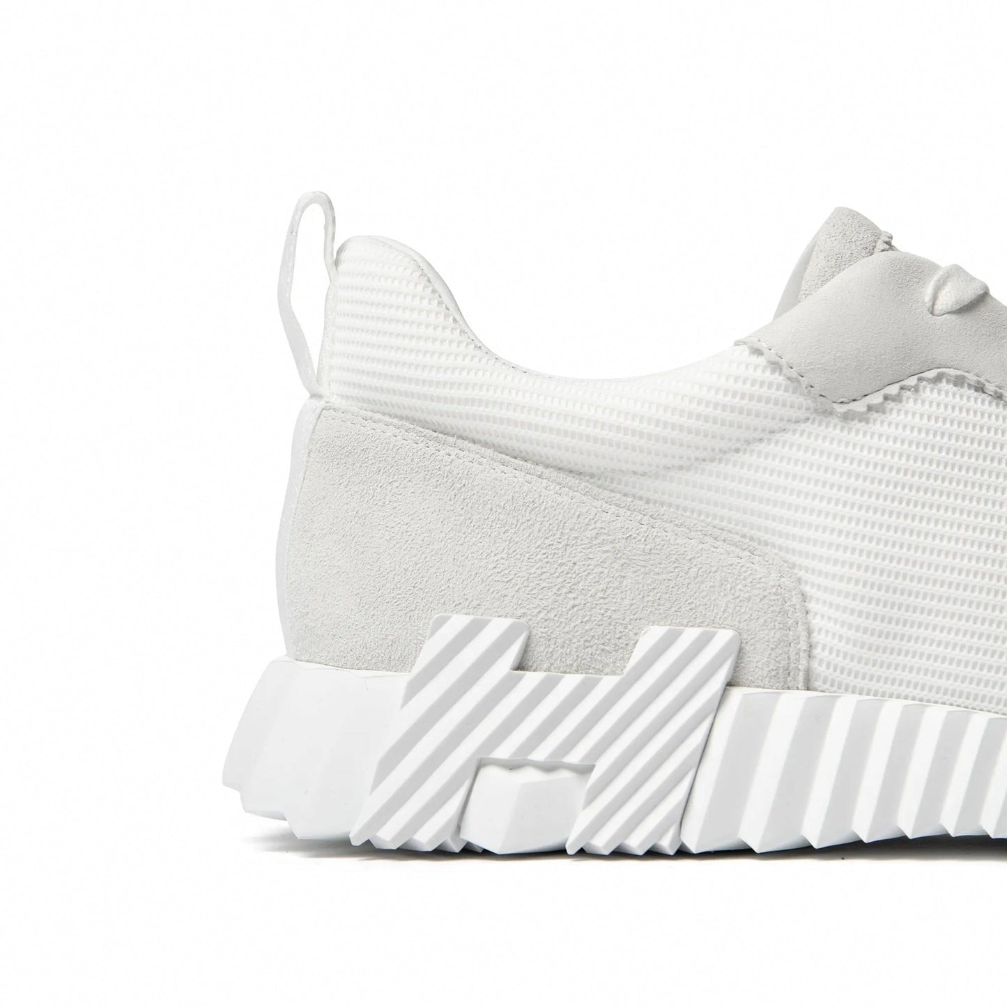 Bouncing Sneaker in White Suede and Technical Knit