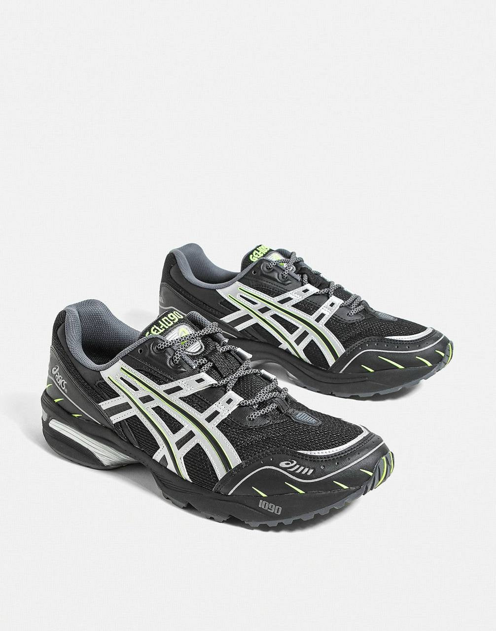 GEL-1090 Black Pure Silver Mesh & Suede Sneakers