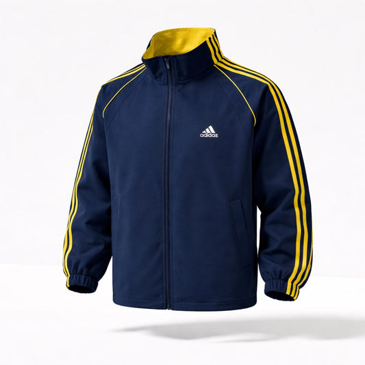 Men's Navy Blue & Yellow Three-Stripe Track Jacket