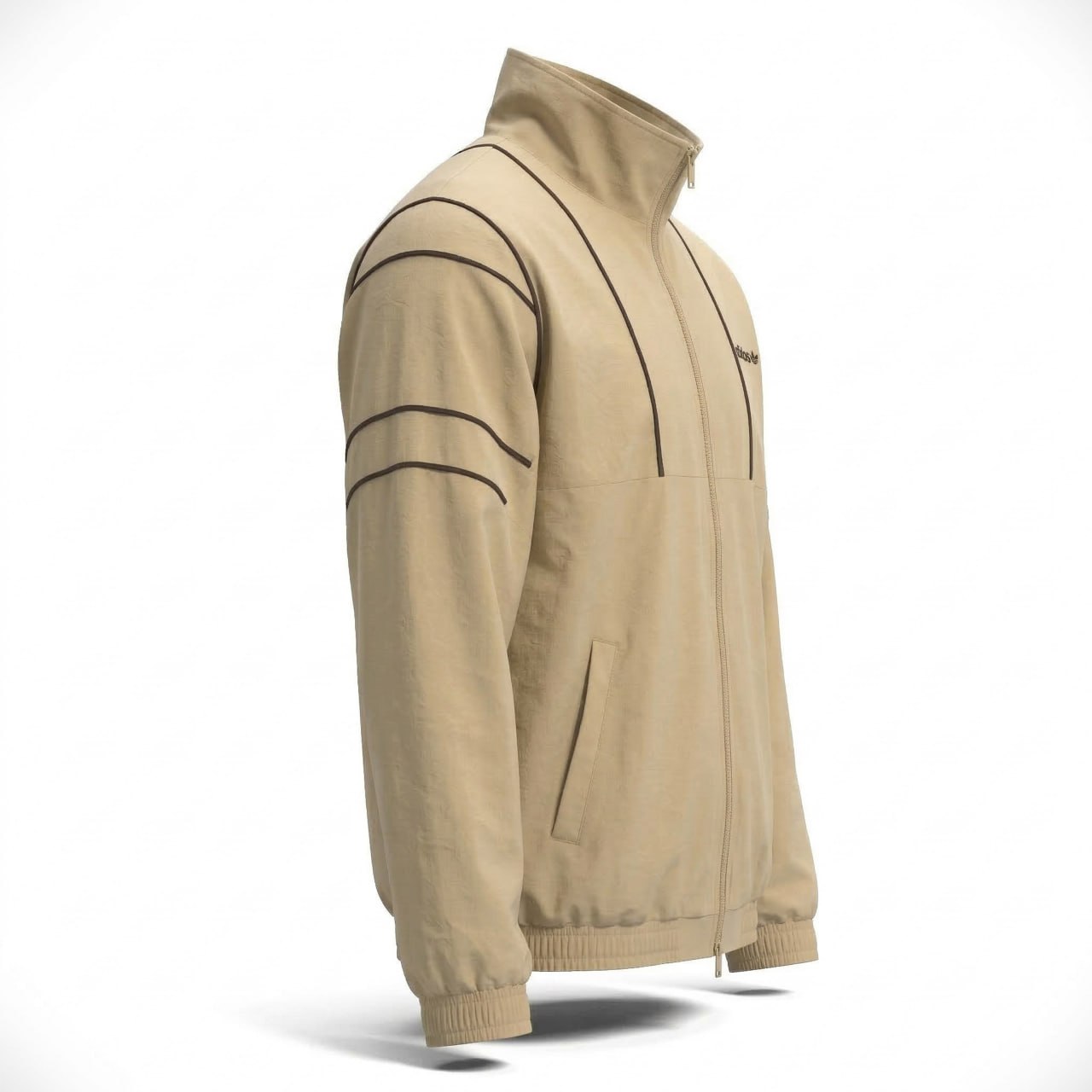 Men's Beige Reflective Line Track Jacket
