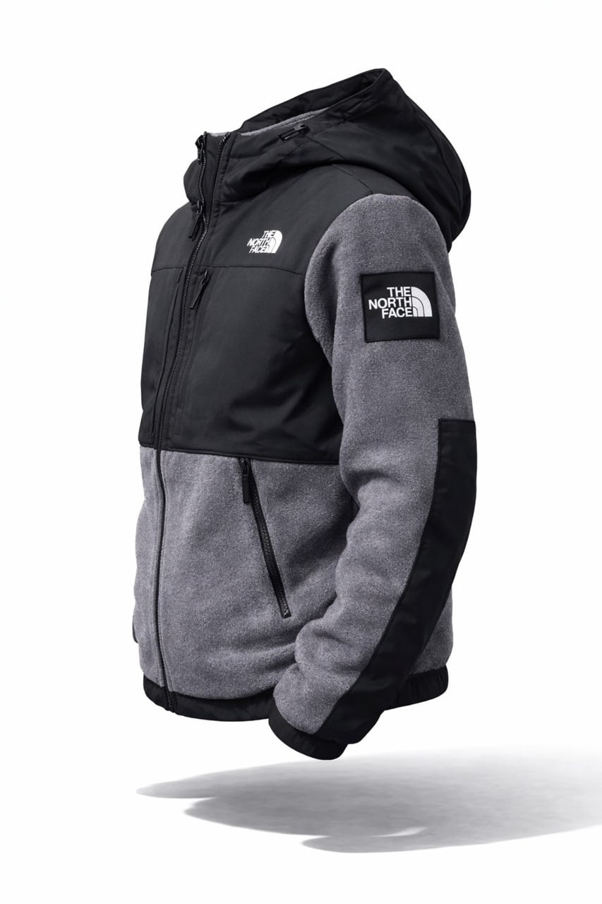 Men’s Hooded Hybrid Fleece Jacket – Grey/Black