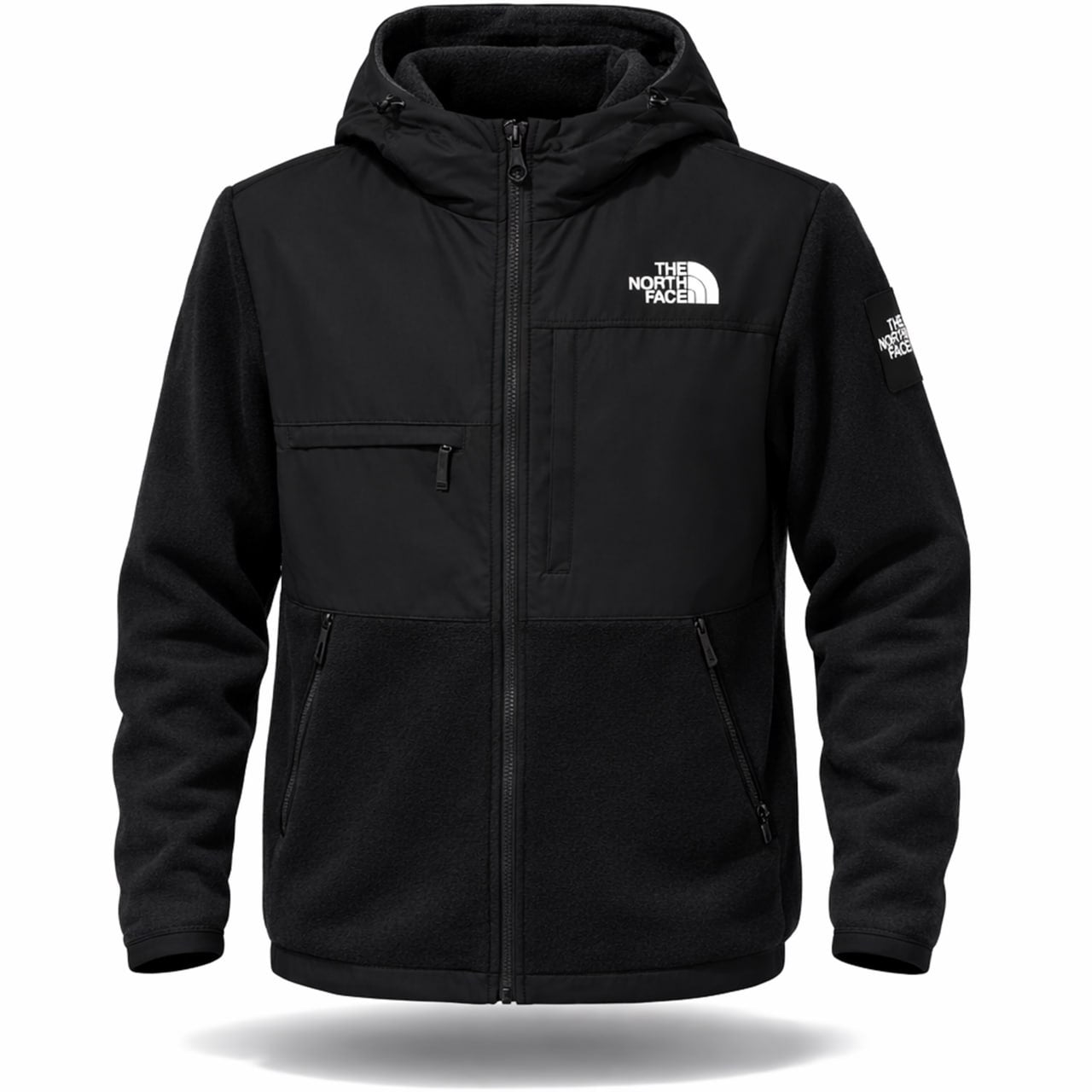 Men’s Hooded Hybrid Fleece Jacket – Black