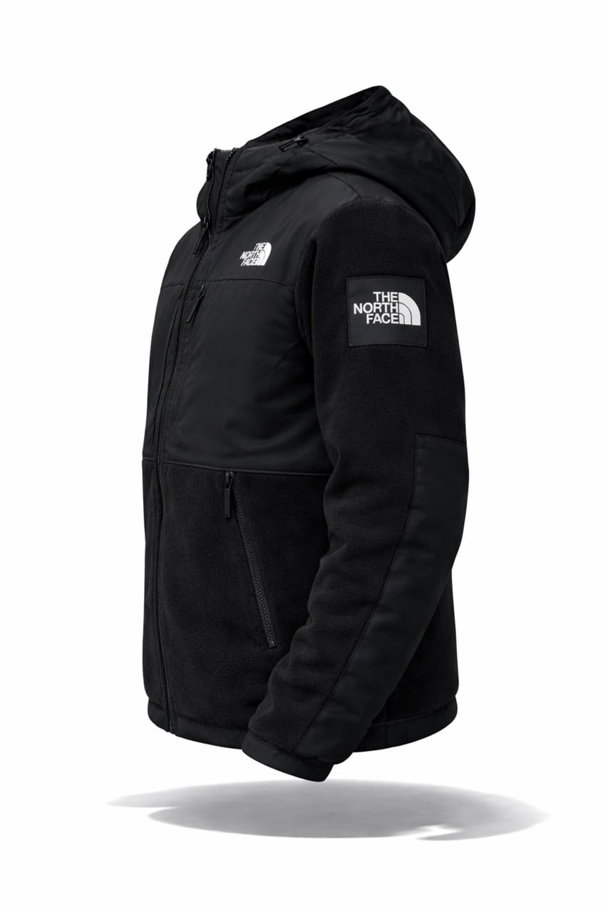 Men’s Hooded Hybrid Fleece Jacket – Black
