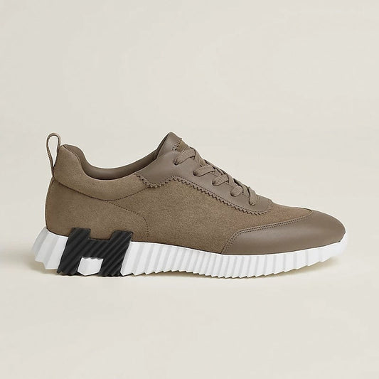 Bouncing Sneaker in Taupe Calfskin and Suede